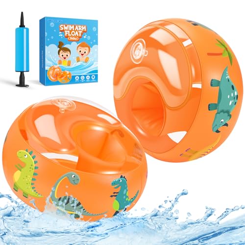 WEARXI Arm Bands for Kids Swimming Armbands with Dual Airbags Perfect Kids Arm Bands 1-2 Years 2-3 Years 3-4 Years 5-6 Year Old Soft and Durable Armbands for Toddlers 7cm Orange