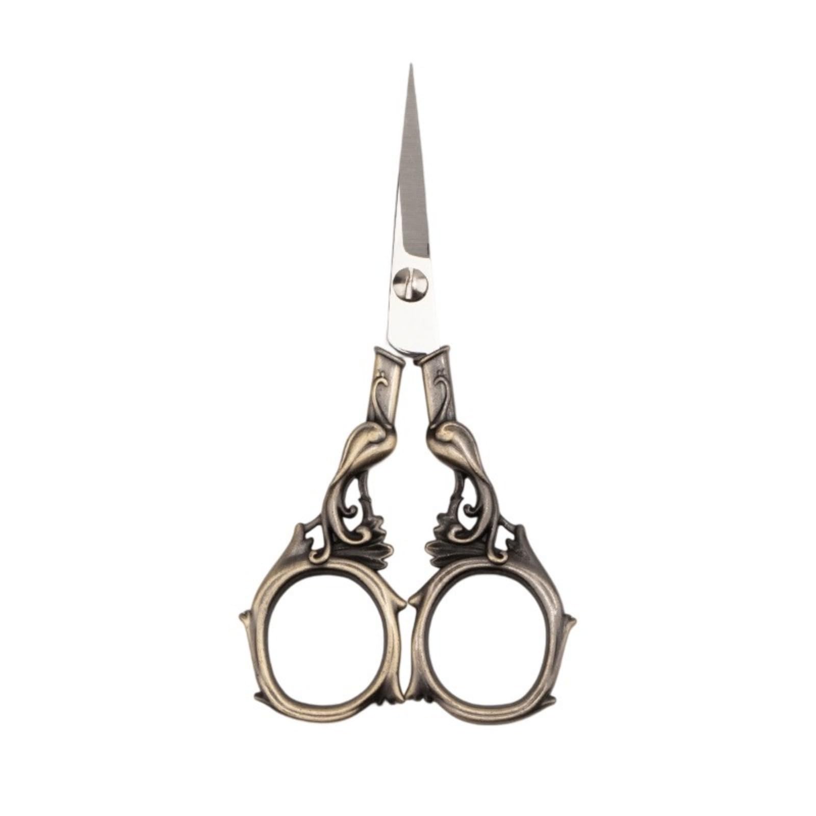 Jtqyfi Bronze Portable Antique Design Stainless Steel Craft Scissors Shears Cutting For Embroidery Thread And Home Decoration Vintage Engraved Embroidery Scissors