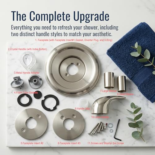 Kit Universal de Recorte para Ducha para Válvulas de Manija Simple Moen | Níquel Cepillado, compatible con la Serie Moentrol, reemplaza kits de recorte Moen 28951, 28961, 89273, 89275 y Danco 10002 miniatura 2