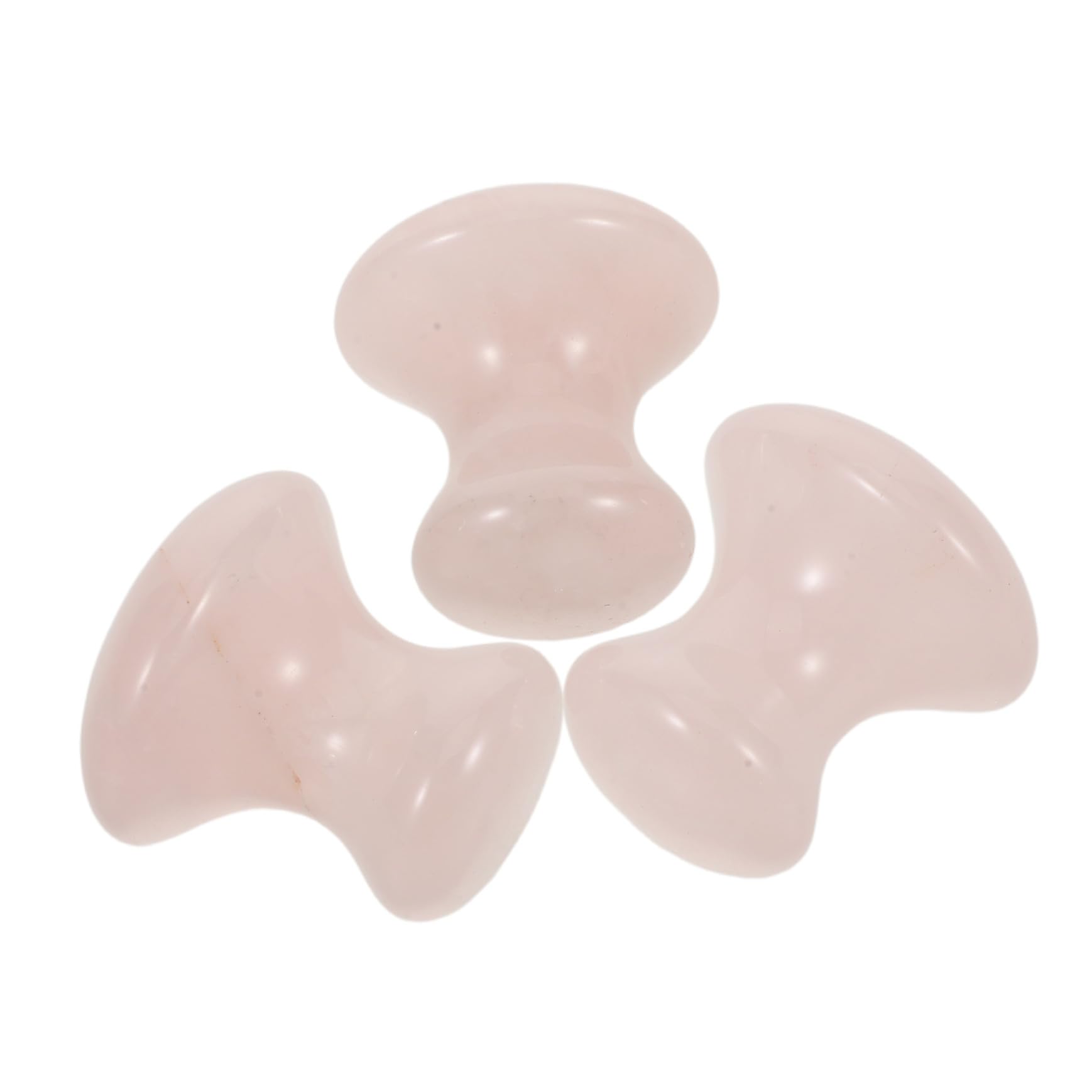 Strumento Gua Sha Viso a Fungo in Cristallo 3 Pezzi Rosa | Uso Casa e Viaggio, Adatto al Massaggio del Contorno, Formato Compatto per Kit Beauty