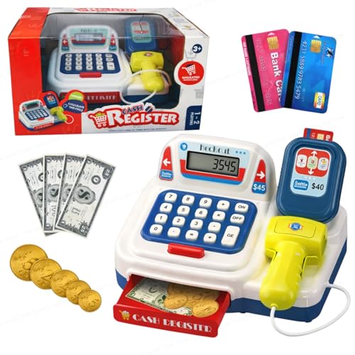 Image of SHAKTISM Cash Register with Lights & Sounds for Pretend Play Electronic Toy Set with Scanner Shopping Basket Grocery Best Gift for 3+ up Ages Kids Boys & Girls (Cash Register WR)