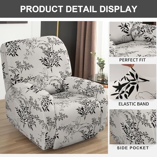 Image of Eco-Ancheng Recliner Slipcovers 4-Pieces Lazyboy Recliner Covers Recliner Couch Covers Recliner Chair Cover Non Slip Reclining Slipcovers with Storage Pockets Furniture Protector for Living Room,17