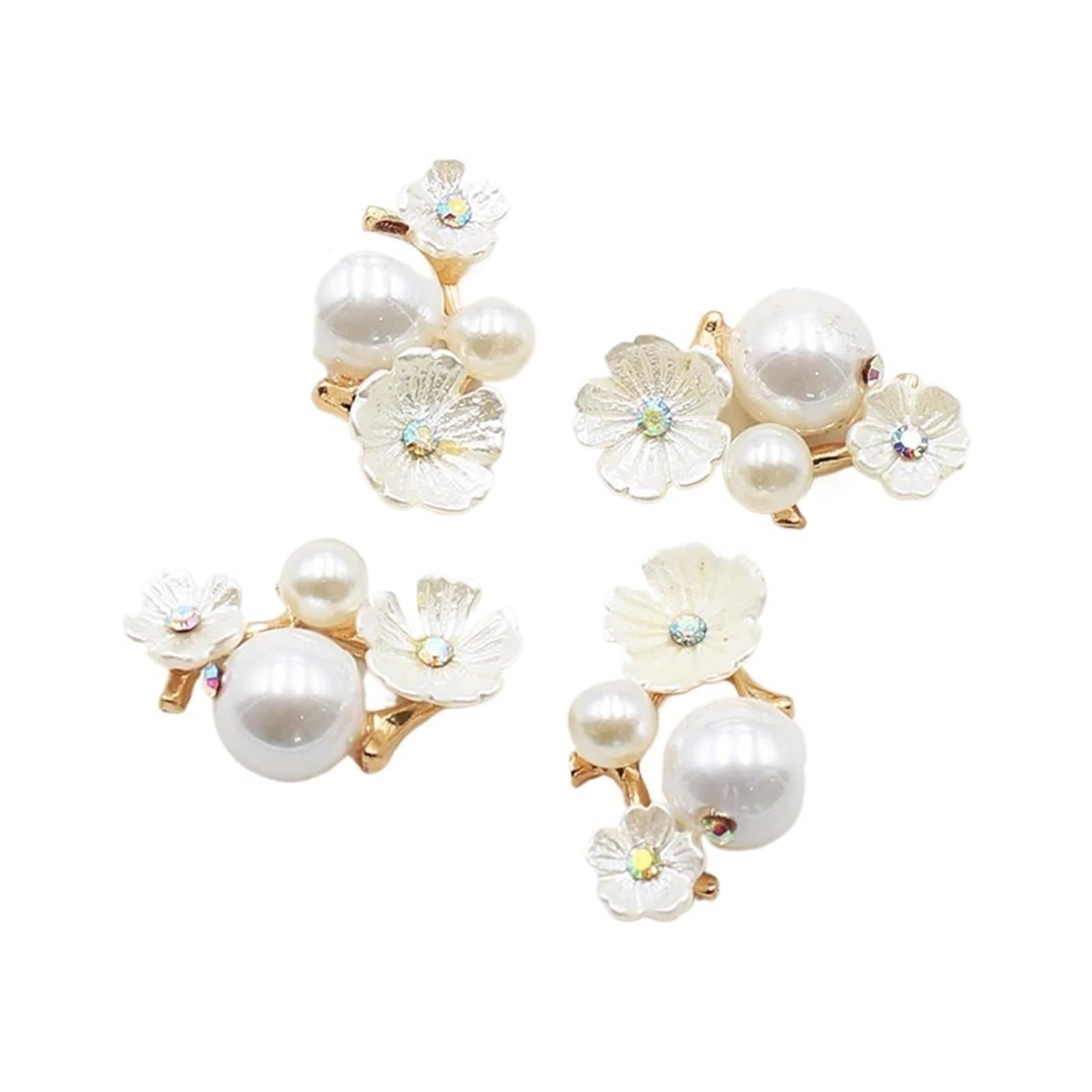 bottoni, Confezione da 12 bottoni automatici in metallo con resina a fiori, strass, retro piatto, 16 x 25 mm, for abbigliamento artigianale