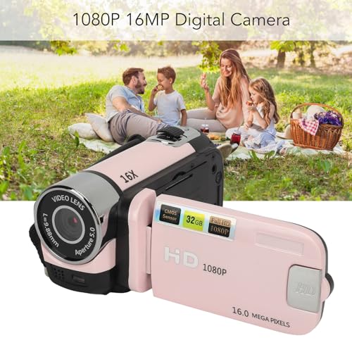 Image of Vintage Video Camera Camcorder, 16Mp Cam Corder, 1080P Digital Camera, 2.4 Inch Rotatable Screen Camcorder, 16X Zoom HD Video Recorder with Fill Light for Teens Beginner Adult