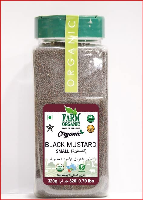 Farm Organic Black Mustard Small,320g,Gluten Free,NonGMO,Vegan | Halal