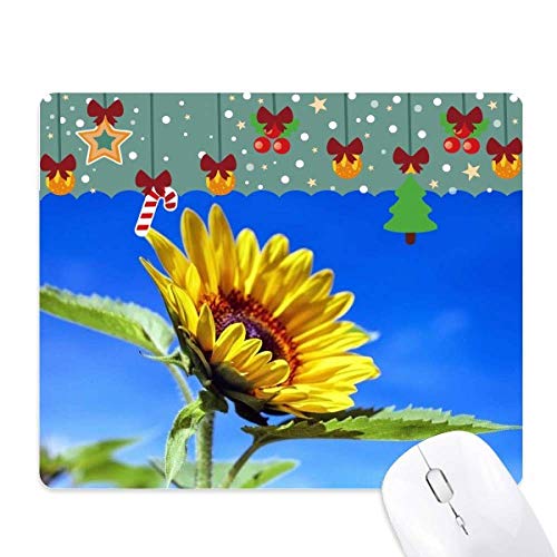 Tapis de souris bleu ciel aux fleurs de tournesol en caoutchouc pour bureau