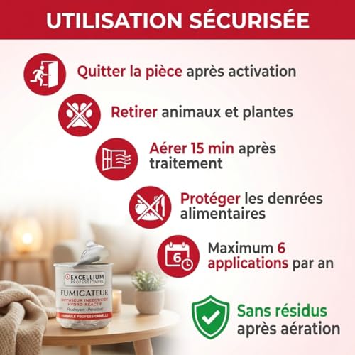 Fumigateur Insecticide Punaises de Lit 20g EXCELLIUM PROFESSIONNEL 50-100m² – vue 7