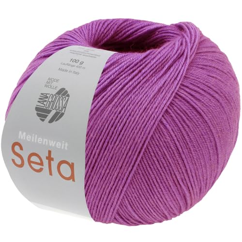 LANA GROSSA Meilenweit Seta Hilo para calcetines de alta calidad con porcentaje de seda, lavable a máquina, 55% lana virgen (merino), poliamida y seda, 100 g para tejer y ganchillo, hilo de 400 m