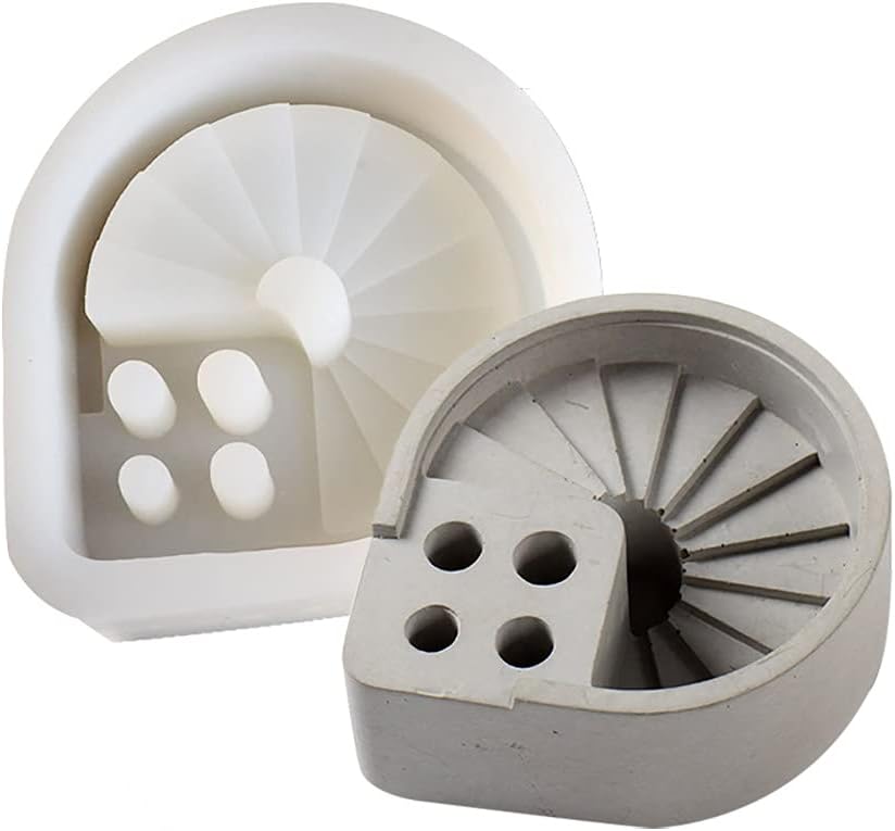 NICOLE Square Silicone Pot Mold with Stairs Concrete Planter Pen Holder Ashtray Molds Garden Flower Pot Making Moulds