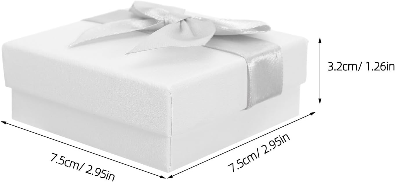 BESTOYARD Jewelry Box and Bowknot Paper Pearlescent White 10pcs with Lid image 2