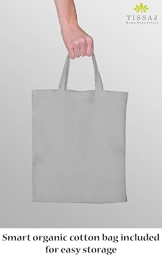 Miniatura 5 de Juego de ropa de cama 100 % algodón orgánico tamaño King, natural, 500 hilos, certificado GOTS, fresco y duradero, bolsillo extra profundo y ajuste