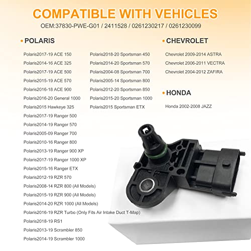 Nitoyo T-Map Intake Air Pressure Temperature Sensor 2411528 Compatible With Polaris Ace General 1000 Ranger Scrambler Rzr 570 800 900 1000 Sportsman #TOP1