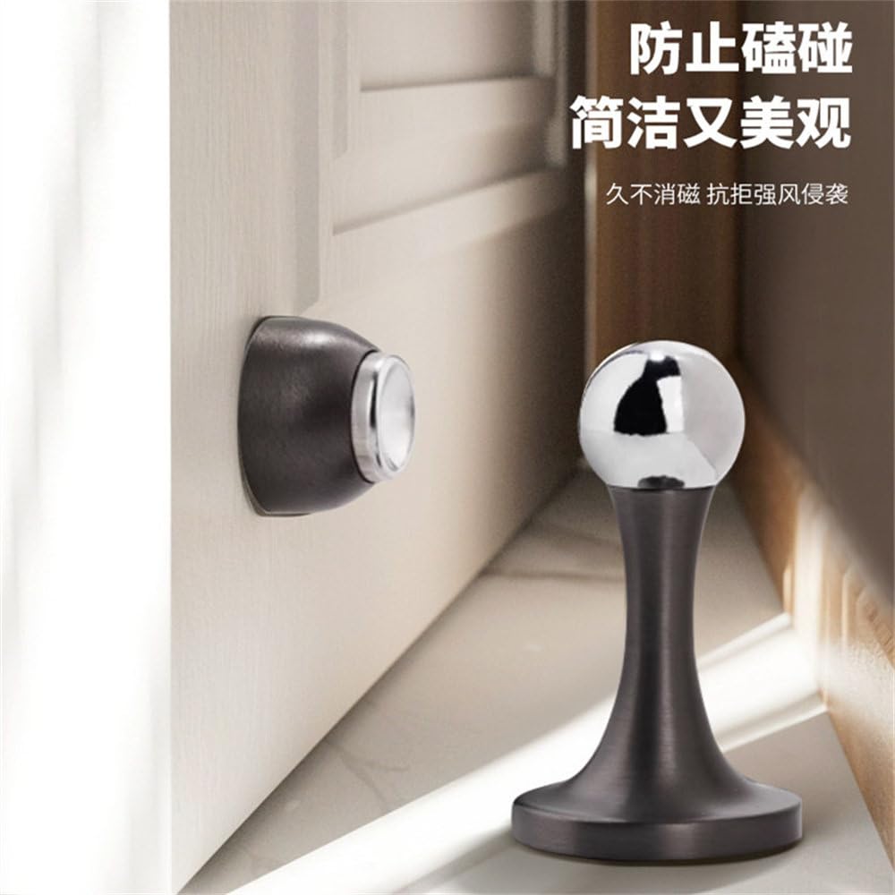 Receptor de puerta de latón con fuerte succión magnética, fuerte succión de pared, para puerta de dormitorio, anticolisión, de cobre puro, color café, 75 x 42 mm