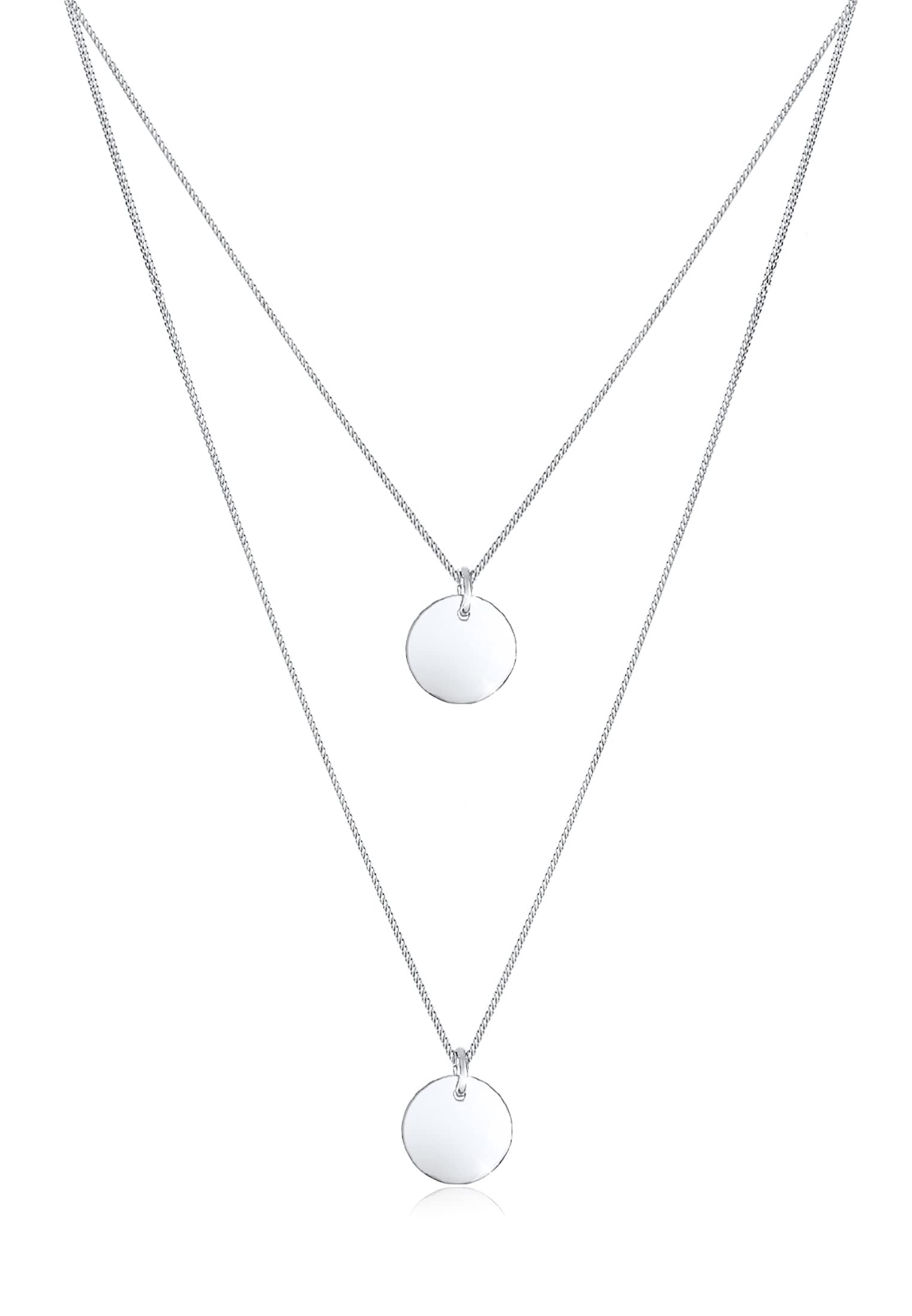 Elli Necklace Women 2-Layer Plate Pendant Trend in 925 Sterling Silver
