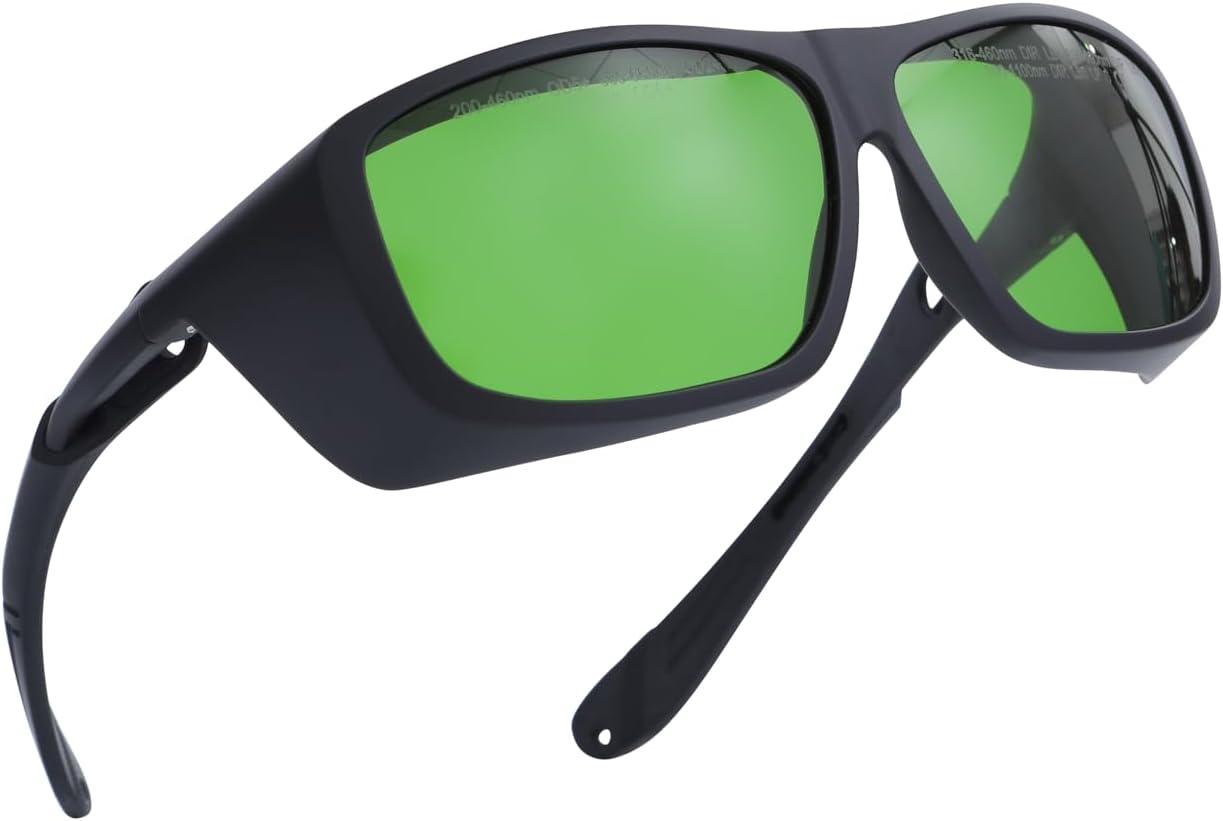 LaserPair Dental Laser Safety Glasses for Diode Lasers, 450/650/980nm, Lightweight Green Goggles (Model: RTD-3S)