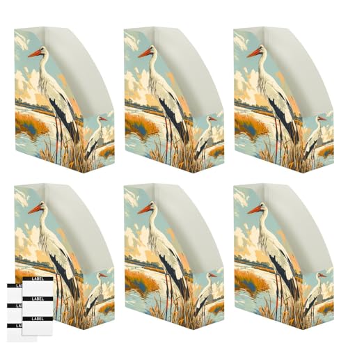 Boîte de rangement pour documents haut de gamme motif cigogne blanche délicate