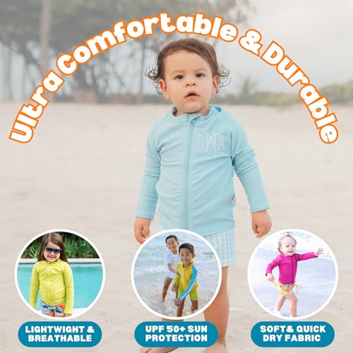 Image of SwimZip UPF 50+ Long Sleeve Rash Guard for Boys' and Girls' - Baby, Toddler, Kids