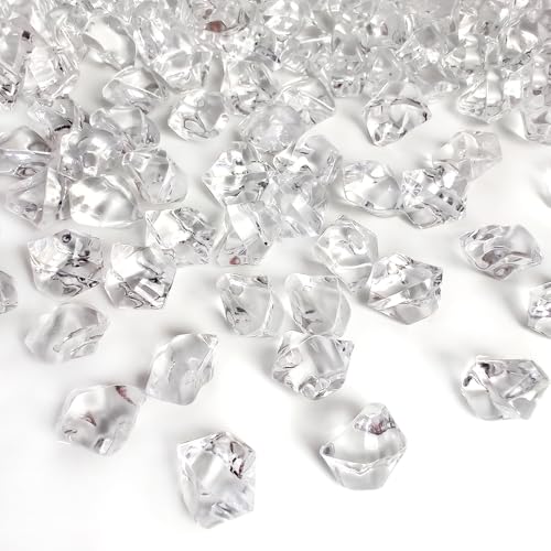 Fake Ice Cubes 750 PCS Clear Acrylic Rocks Vase Fillers for Centerpieces,Crystal Gems Stones Dazzlers Diamonds for Decor Photography Prop,Arts Crafts,Table Scatter,Home Decoration