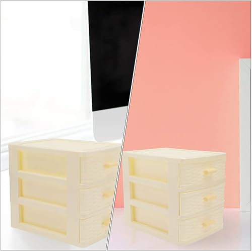 Miniatura 3 de Luxshiny 2 cajas de almacenamiento de escritorio de plástico de tres capas organizador de cajones de cosméticos apilables caja organizadora de