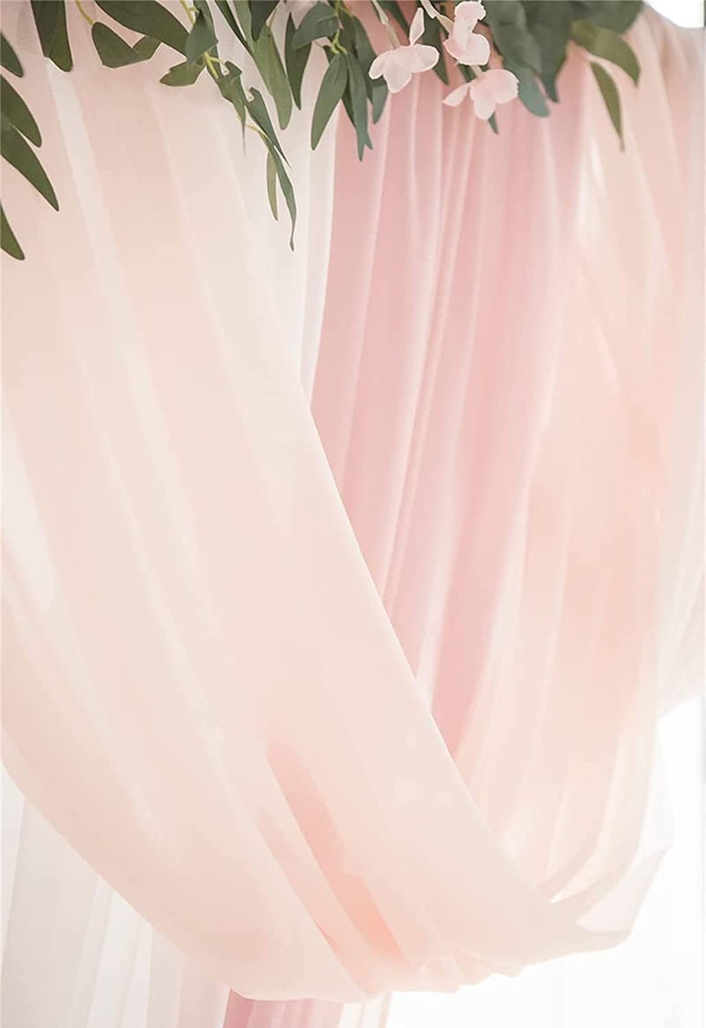 Künstlicher Hochzeitsbogen mit Blumen-Set, Chiffon-Stoff-Hintergrundvorhang, Blumengirlande mit durchsichtig drapierten Stoff-Blumengirlanden zur Dekoration(Pink B)