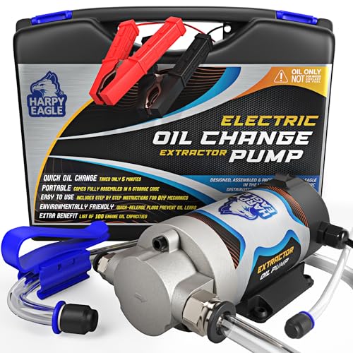 Harpy Eagle Electric Oil Change Extractor Pump 12/24V 100W, Oil Сhange Fluid Extractor Suction Transfer Pump Portable for Automotive, Cars, Boats, Motorcycle,Trucks with Storage Case/Patent Pending