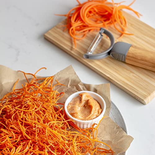 Full Circle Peel Good Collection Peeler Assortment – Set Of 3 Julienne, Serrated And Straight Stainless Steel Blades With Bamboo Handle - 3-In-1 Swivel Head Fruit And Vegetable Peeler #TOP5