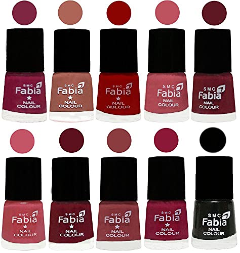 Image of SMC Fabia ALL IN ONE (PACK OF 10), Long Lasting Glossy Nail Polish, 6 ml Each, All Vibrant Colours,02403
