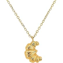 Croissant Necklace, Sheep Horn Bread Necklace Vintage Mini Pendant Classic Fashion Cute Gold Metal Moon Minimalist Design Womens Jewelry
