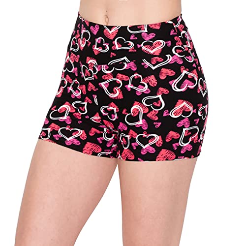 Image of ALWAYS Women Workout Yoga Shorts - Premium Soft Solid Stretch Cheerleader Running Dance Volleyball Short Pants Valentine Heart 4552 L