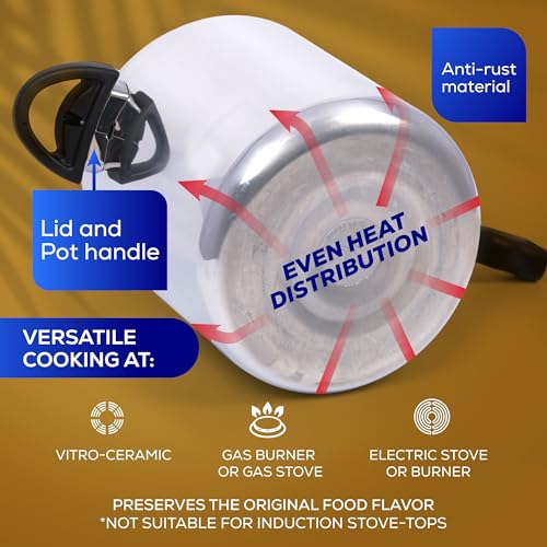 Image of Universal (4.75 Quart / 4.5 Liter) Olla de Presion, Aluminum Pressure Pot with 6 Safety Systems, Compact 4-5 Serving Stovetop Cooker, Pressure Cooker made in Colombia, 25-Year Warranty