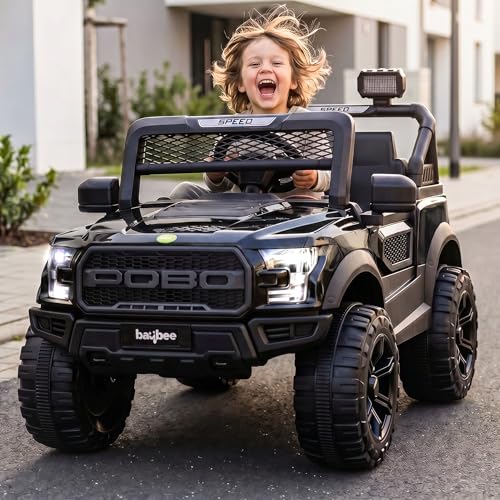 Baybee Bronco 2x2 Kids Electric Ride On Jeep for kids with Remote Control Battery Operated Toy Car with LED Lights Music Swing Mode Rechargeable Kids Car to Drive for Boys Girls 2-6 Years (Black)