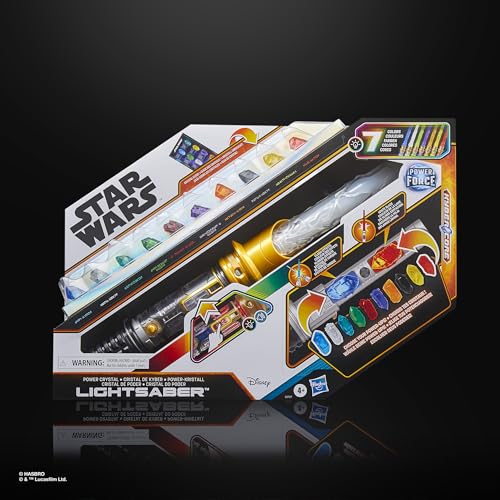 Star Wars Power-Kristall Lichtschwert, 7 Farben & 10 Kristalle, 50+ Farbwechsel-Kombinationen, Lichter & Geräusche, Spielzeug für Jungen und Mädchen ab 4 Jahren