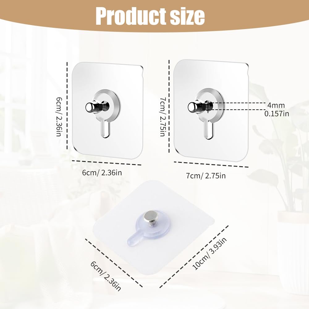 Ganchos Adhesivos Transparentes Para Pared – 20 Unidades, Sin Taladros, Soportan Hasta 5 Kg, Ideales Para Colgar Cuadros Y Espejos Sin Dañar La Pared