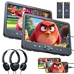 GOnavidio 10.1" Dual Car DVD Players with HDMI Input, Headphones, Mounting Brackets, Support USB/SD Card, AV in/Out, Last Memory, Play A Same or Two Movies, No Battery