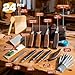 Housolution Wood Carving Kit with Leather Case, 24PCS Wood Carving Tools Whittling Kit Includes Carving Knives Carving Chisels Basswood Blocks Spoon Gloves, Woodworking Tools for Beginners DIY Hobbies