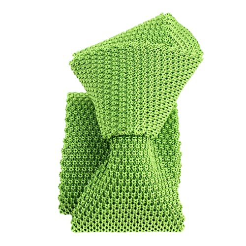 Cravate tricot en soie TONY vert anis haut de gamme fabriquée en Italie