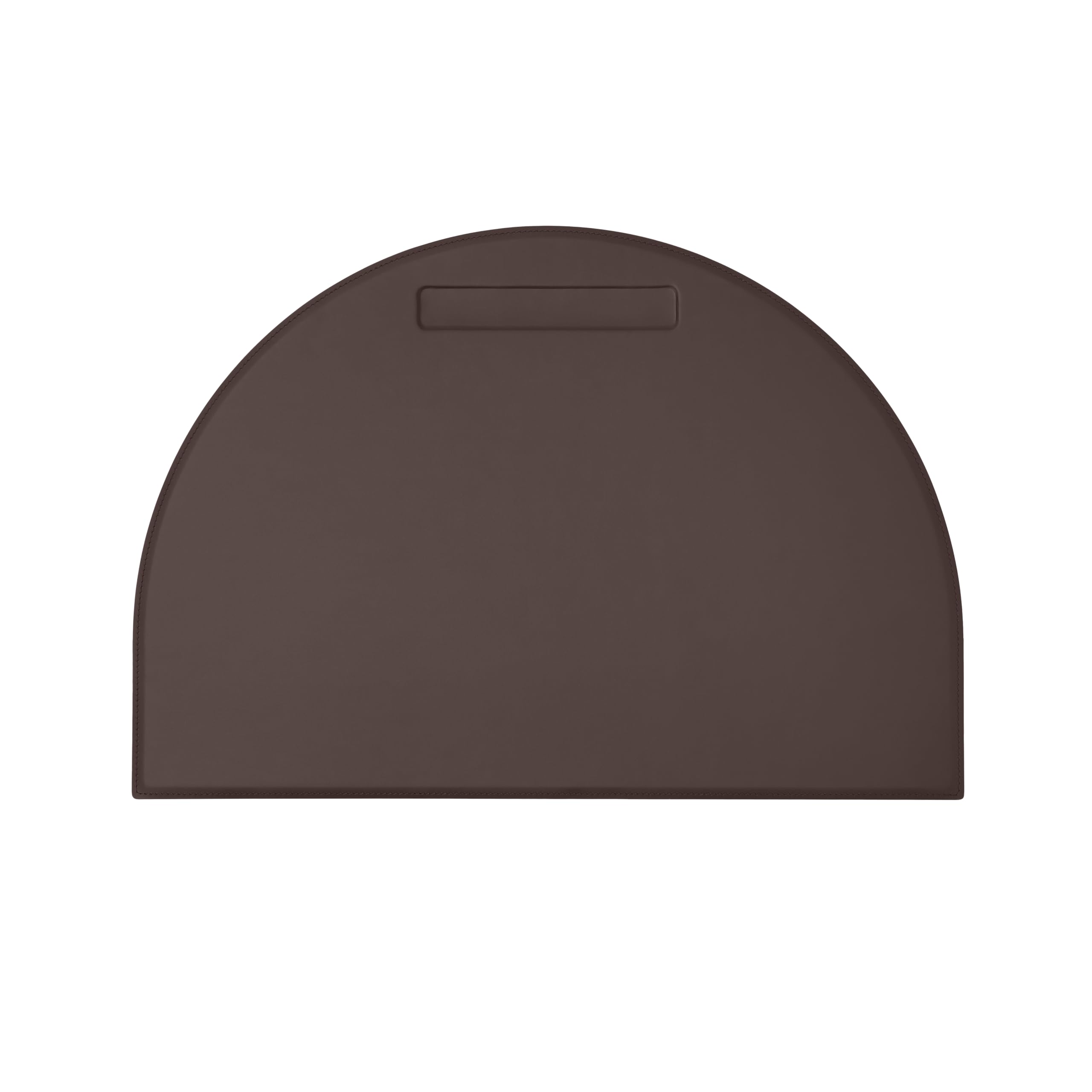 Eglooh - Diana - Desk Mat for Office Made of Dark Brown Leather - Desk Pad cm 50x35 - Semicircle Shape and Pen Slot - Handmade Stitchings and Non-Slip Bottom - Made in Italy