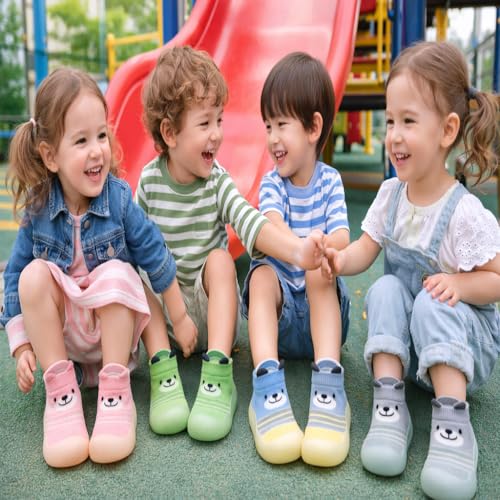Image of First Walking Shoes Non Slip Lightweight Rubber Sole with Memory Insole Protect Toes Toddler Infant Indoor Multi Color (Note: Random Color Will be Send)(one Pair of Shoe only)