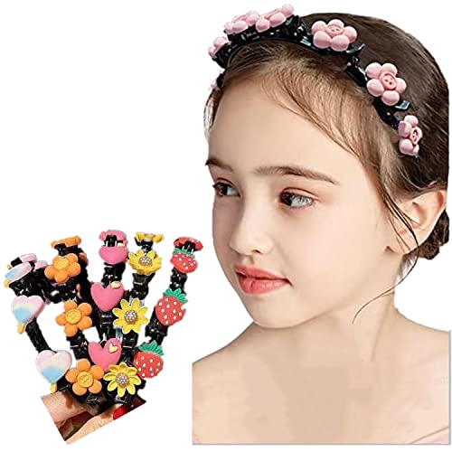 5 Pcs Girl Sweet Princess Hairstyle Hairpin, Double Layer Cartoon Headbands with Clips Twist Plait Hair Tools, Double Bangs Hairstyle Hairpin Headband ​for Women and Kids (B)