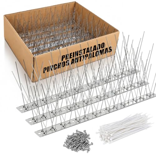 YushengTai Pinchos Antipalomas Premontados, 1.5 Metros Pinchos para Palomas de Acero Inoxidable, Protección Completa de 360° Pinchos Palomas, Pinchos Antipajaros para Ventanas y Balcones