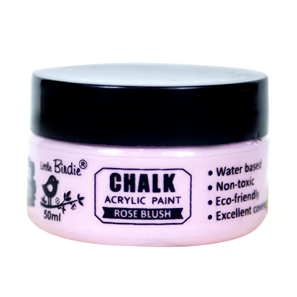 Little Birdie Home Decor Chalk Paint Rose Blush - 50ml |Chalk Paint for Wood Furniture, Wall, Home Decor, Glass, Paper, Terracotta Pots & Matte Acrylic Chalk Paint | Multi Surface Paint (B0B12F9WFC) Amazon Price History, Amazon Price Tracker