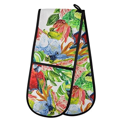 YOUJUNER Tropical Bird Double Oven Gloves Cover