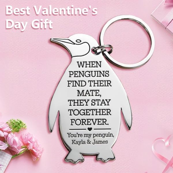 You Are My Penguin Keychain for Couple, Personalized Couples Keychian, Romantic Penguin Lovers Cute Keychain for Husband/Wife - Image 2