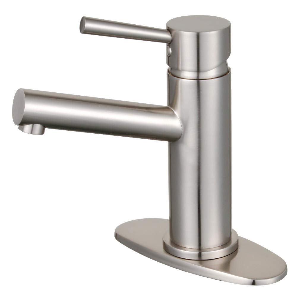 Mitigeur de salle de bain monotrou nickel brossé, robinet lavabo avec bonde pop-up