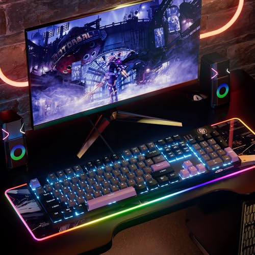 Image of MageGee Mechanical Gaming Keyboard, Wired USB RGB Backlit Keyboard, 104-Key 100% Anti-Ghosting Mechanical Keyboard with Red Switches, Side-Printed Keycaps for Windows PC & Mac