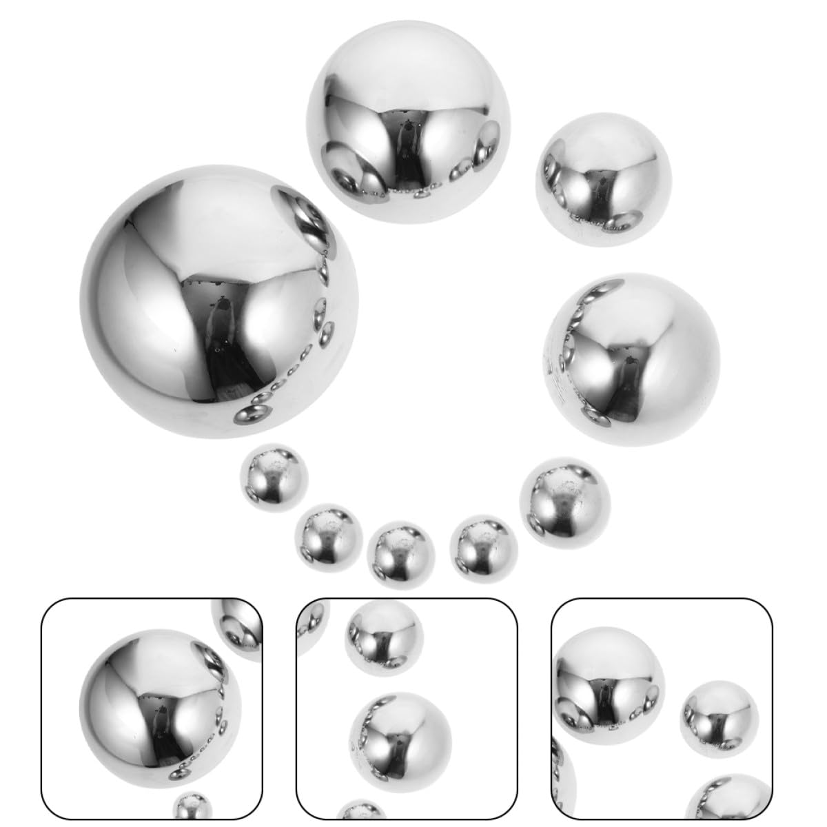 SOLUSTRE Set 9 Pezzi Mezza Sfera Decorativa in Acciaio Inossidabile Lucida, Globo Riflettente per Giardino e Decorazione Esterni, Design Elegante e Resistente
