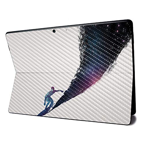 Image of MightySkins Carbon Fiber Skin for Microsoft Surface Pro X - Surfing The Universe | Textured Carbon Fiber Finish | Easy to Apply, Remove, and Change Styles | Made in The USA