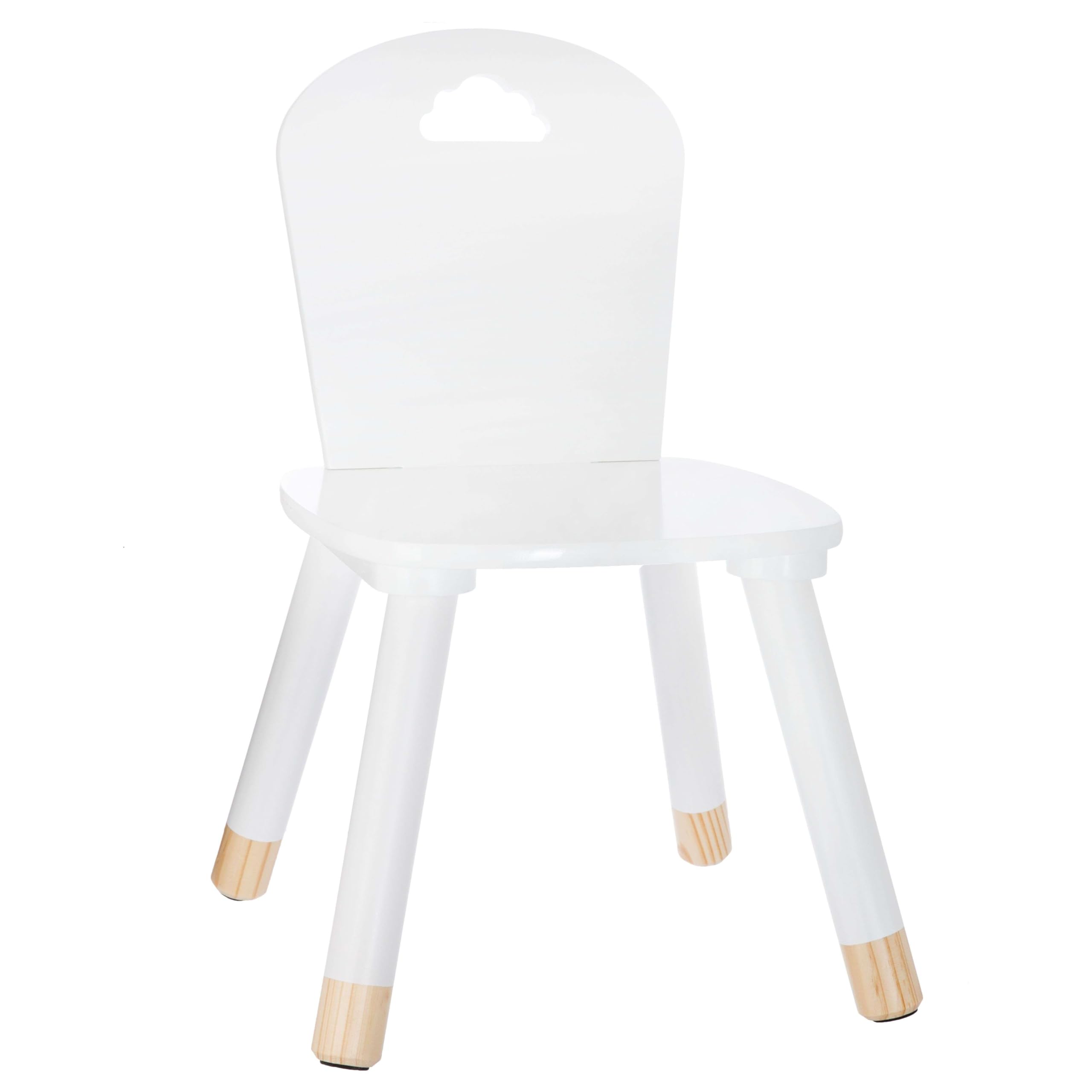 Miroytengo Silla Infantil Douceur Melamina Blanco, Patas de Madera, Estable y Elegante para Niños, Diseño Moderno