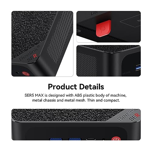 Beelink Ser5 Max Mini Pc, Amd Ryzen 7 5800H (8C/16T, Up To 4.4Ghz, Tdp 54W), 32Gb Ddr4 500Gb M.2 Nvme Ssd Vega 8 Graphics, Mini Desktop Computer 4K@60Hz Output/Dp/Hdmi/Type-C/Wifi 6/Bt5.2/Gaming/Home #TOP7