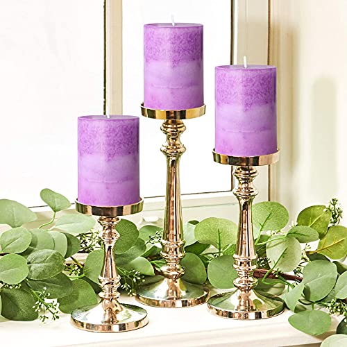 Crystal Club Lavender Pillar Candles, Purple Aromatherapy Heritage Scented Candles, Clean Burning And Dripless Candle Lights, Tall 3X4 Inch Lavender Fragrance Candles For Mother's Day Lilac Candle #TOP3